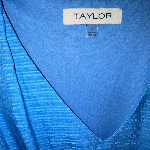 Taylor Blue Midi Dress with Ruffle Detail - Picture 3 of 4